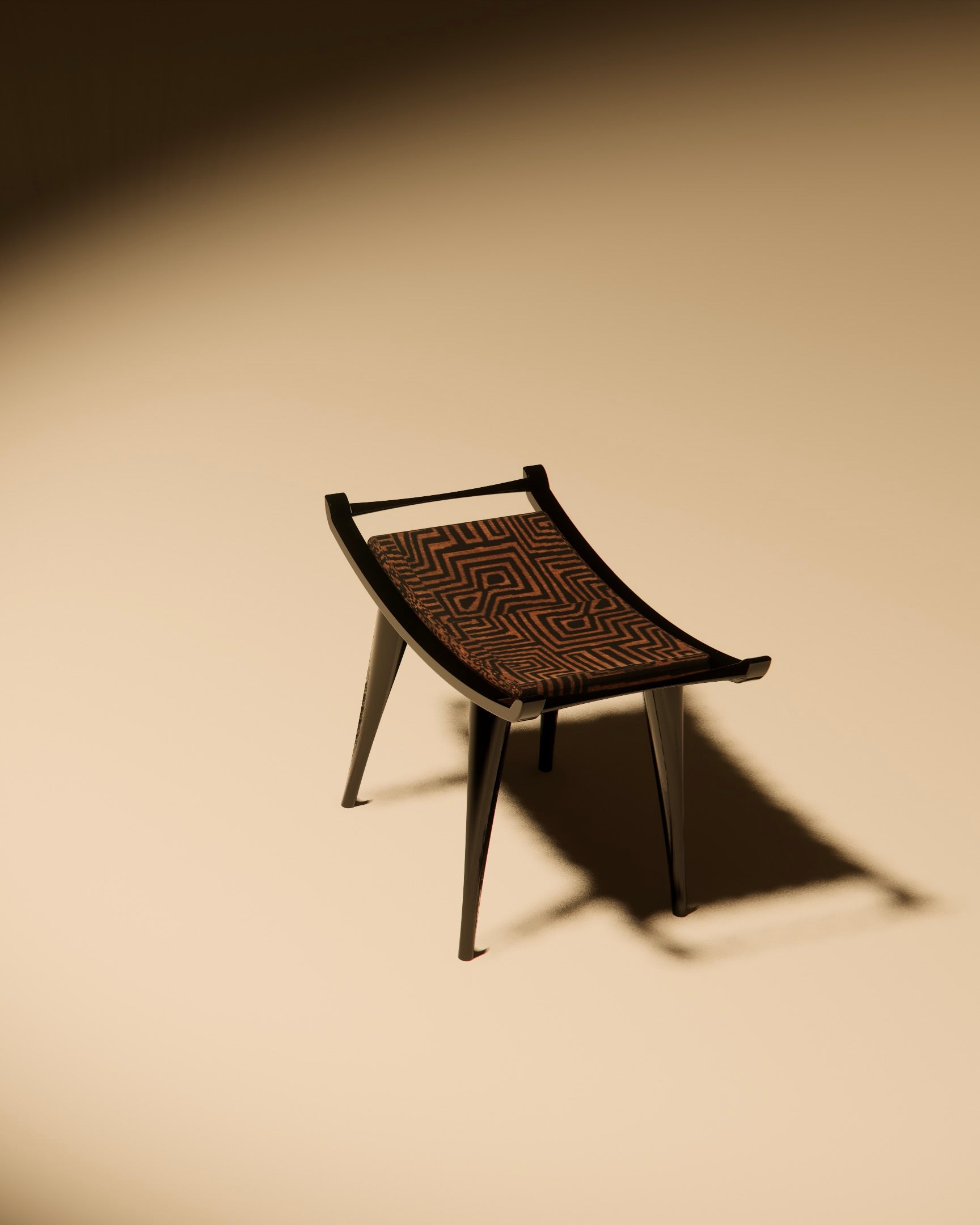 Pantera Chair Stool in Wood and Fabric