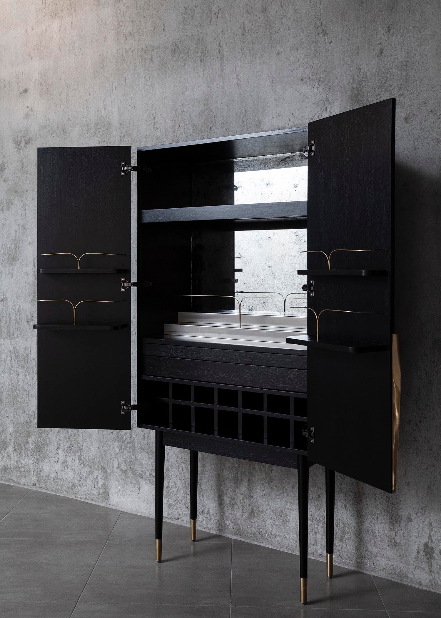 'PERFIDIA 01' Bar Cabinet in Solid Wood