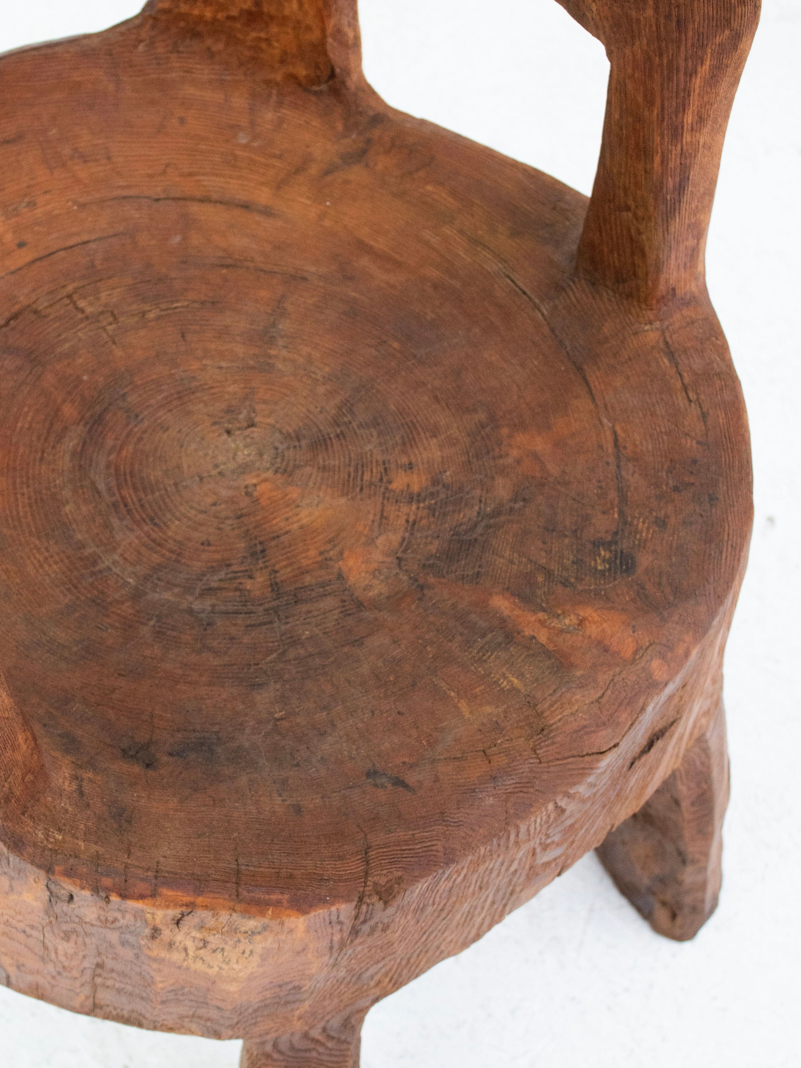 Hand-Carved Sculptural Wooden Chair
