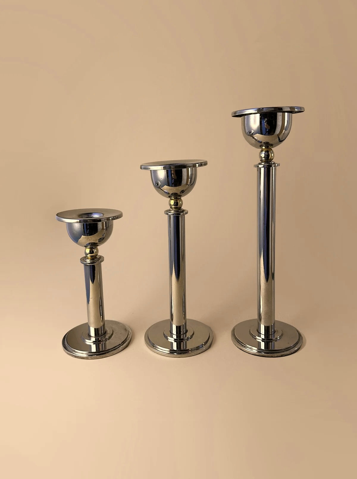 Postmodern Silver Candle Holders 80s