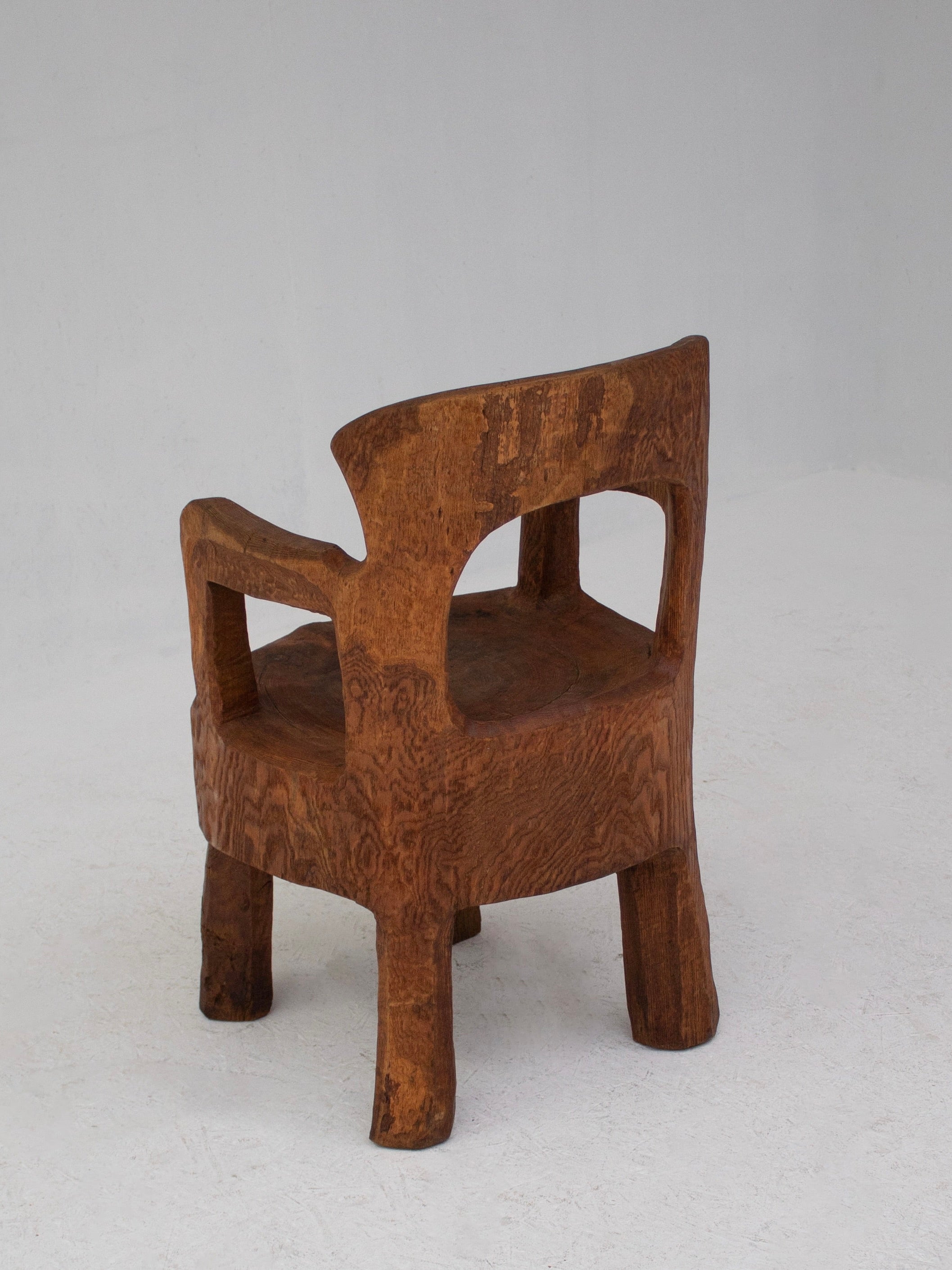 Hand-Carved Sculptural Wooden Chair