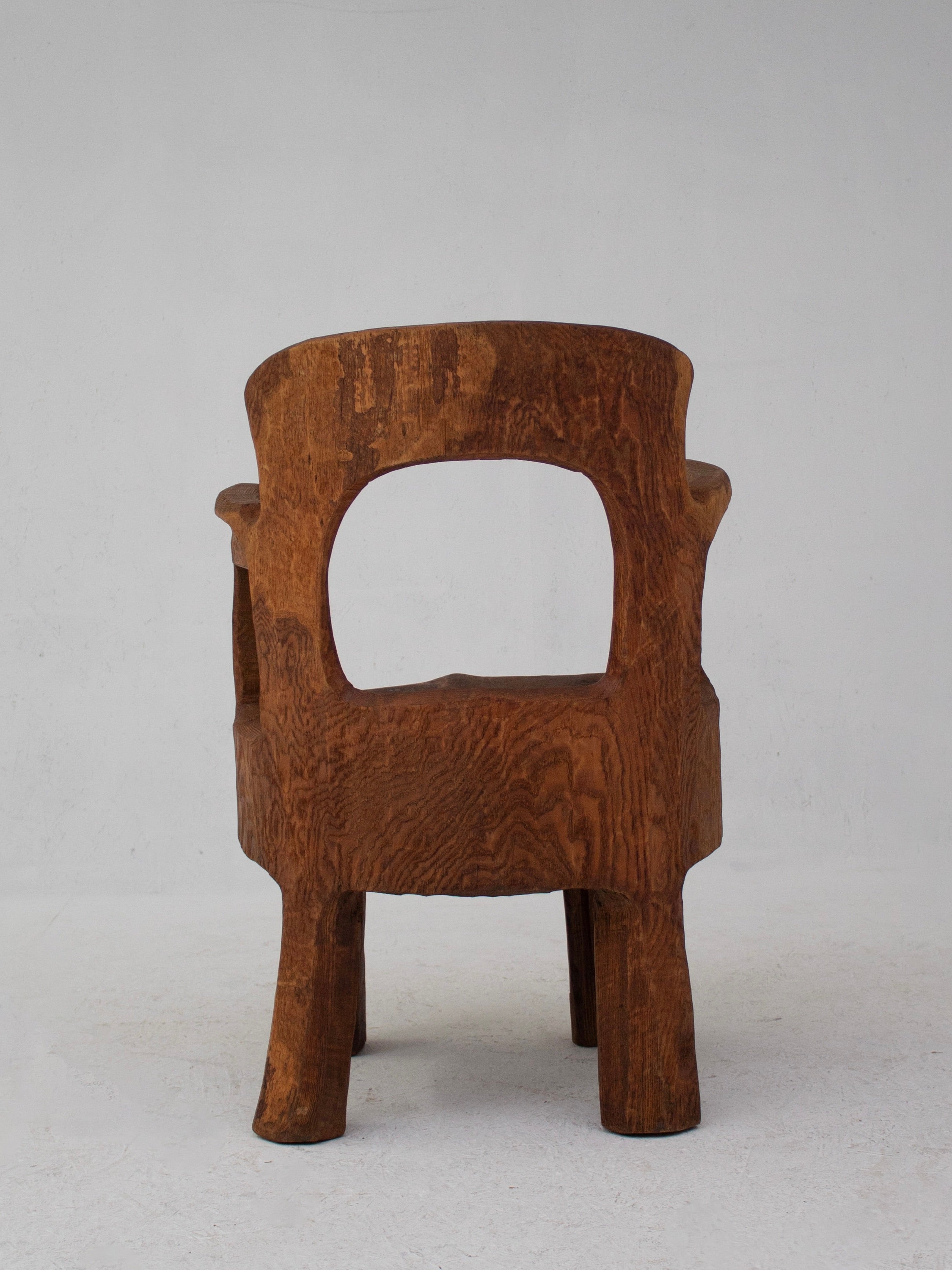 Hand-Carved Sculptural Wooden Chair