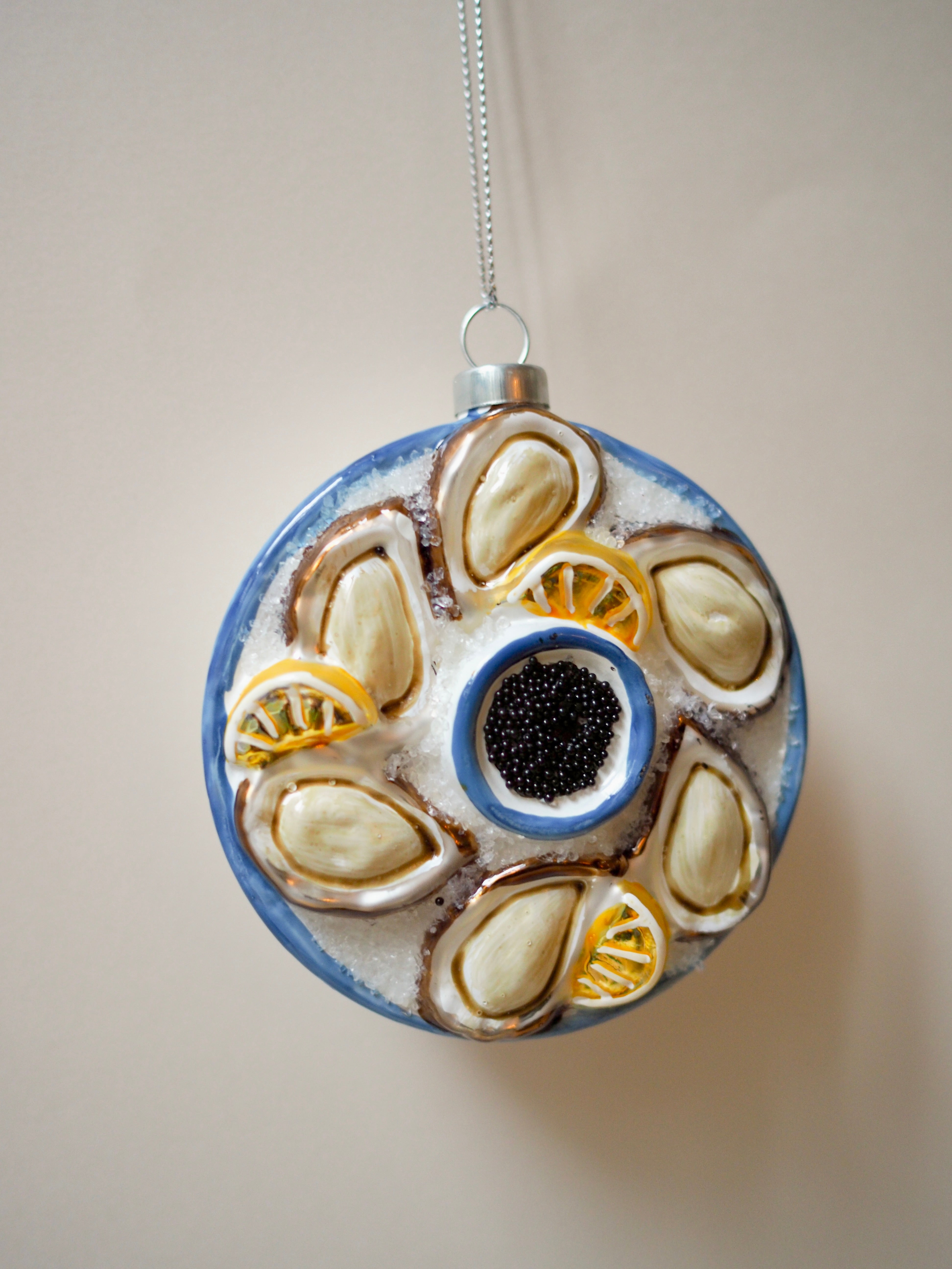 Plated Oysters and Caviar Holiday Ornaments