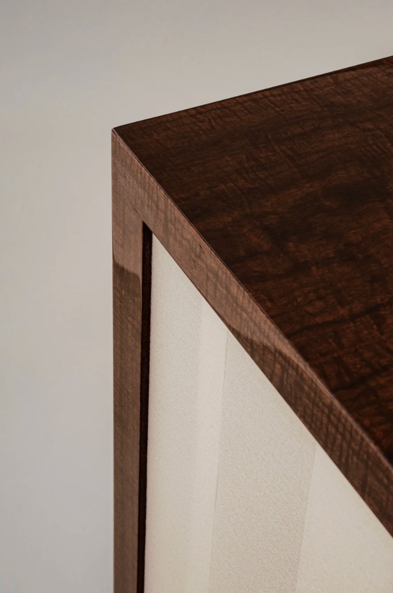 Additions Console Table - Handcrafted in Wood Veneer & Virgin Wool Fabric Inserts