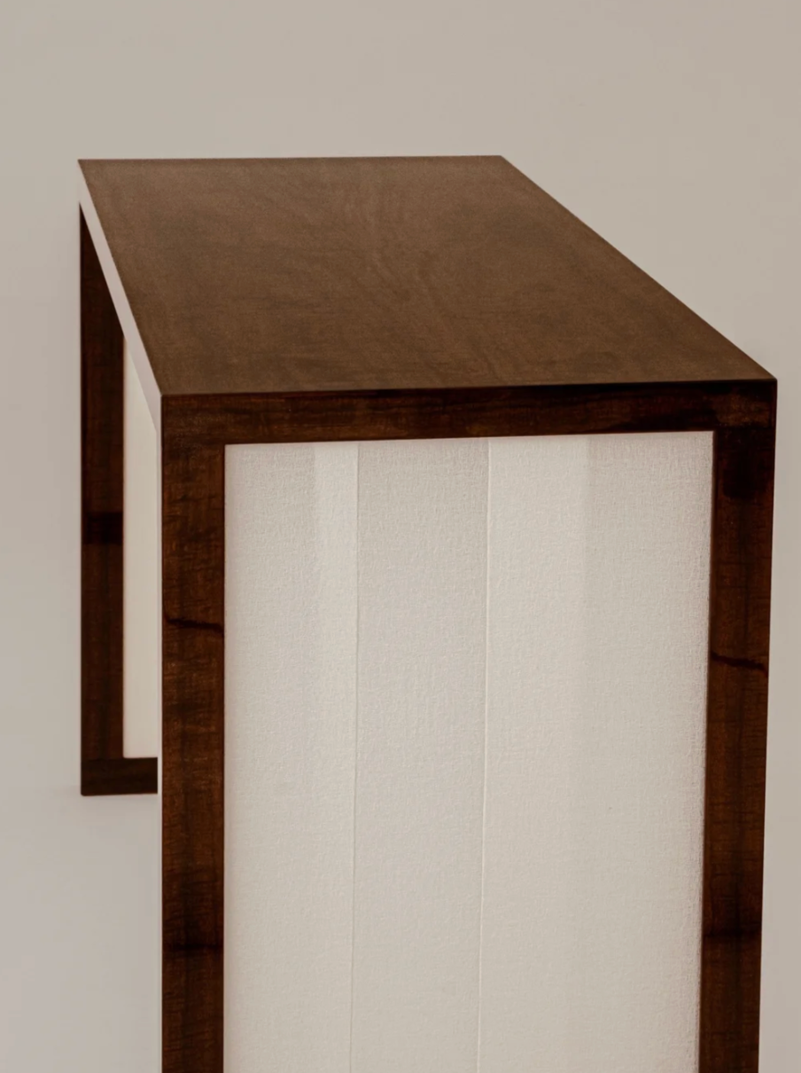 Additions Console Table - Handcrafted in Wood Veneer & Virgin Wool Fabric Inserts