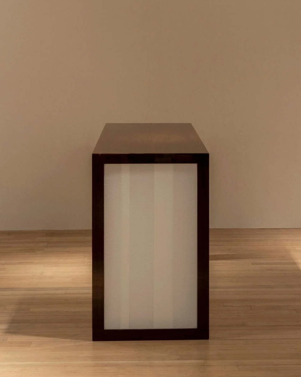 Additions Console Table - Handcrafted in Wood Veneer & Virgin Wool Fabric Inserts