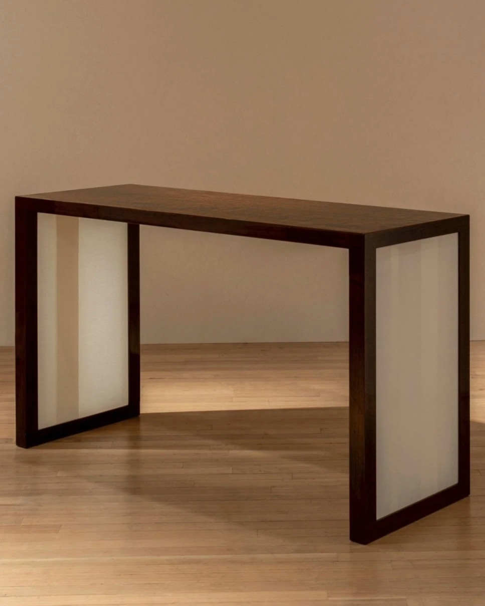 Additions Console Table - Handcrafted in Wood Veneer & Virgin Wool Fabric Inserts