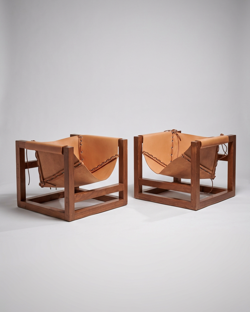 Pair of Tail 4 Armchairs and Tables by Heinz Witthoeft
