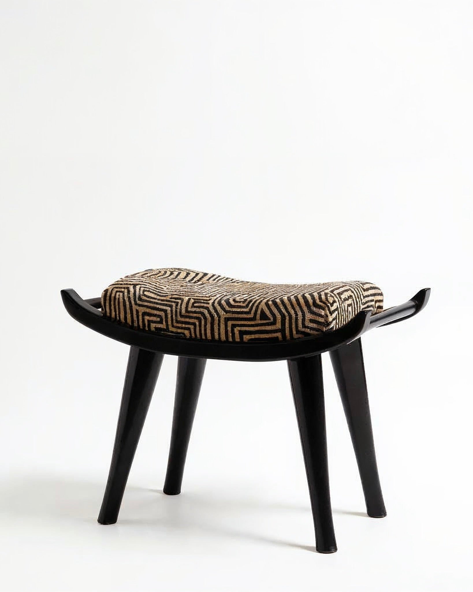 Pantera Chair Stool in Wood and Fabric