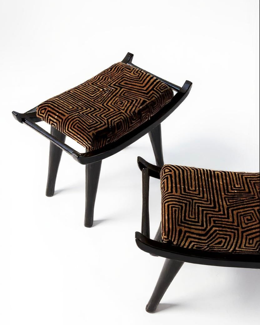 Pantera Chair Stool in Wood and Fabric