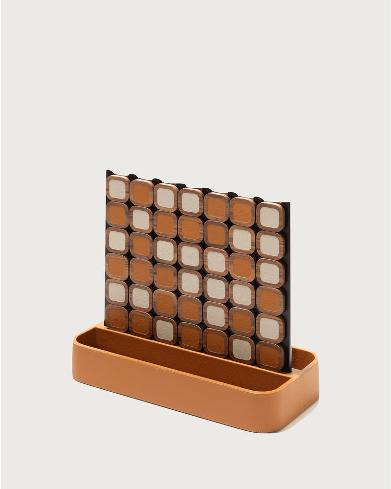 Luxury leather Connect 4 game with wooden pieces by Giobagnara