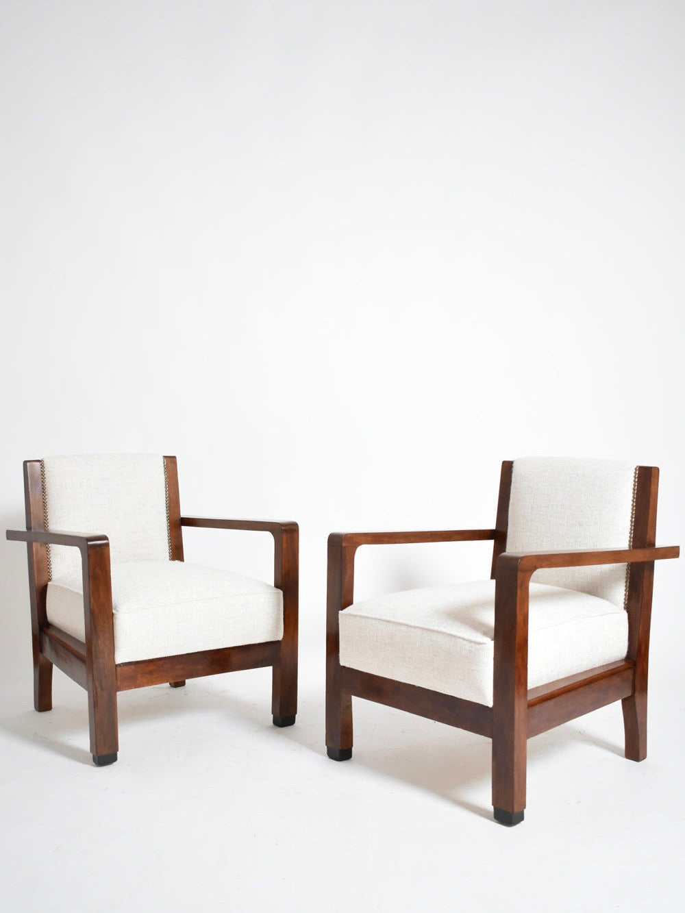 Pair of Amsterdam School Wooden Armchairs, 1930s