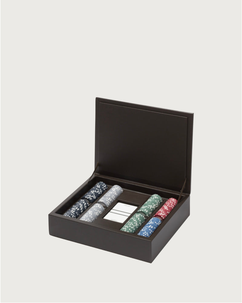 EVA CLASSIC luxury poker set in black leather case with chips