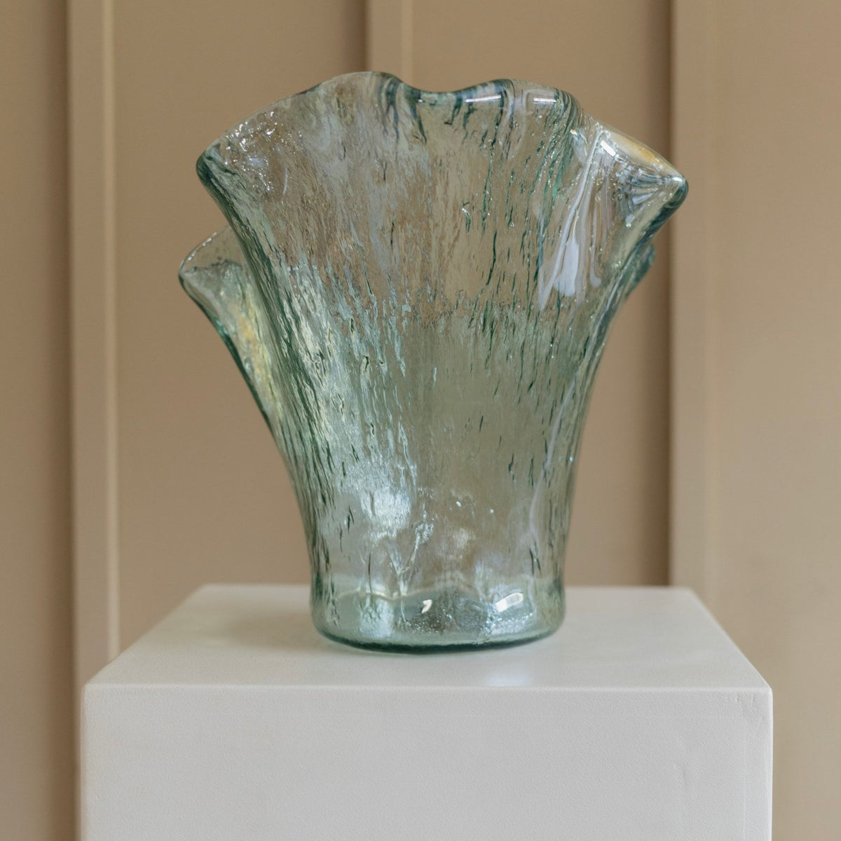 Solid Vintage Murero Glass Vase - 1970s Italy