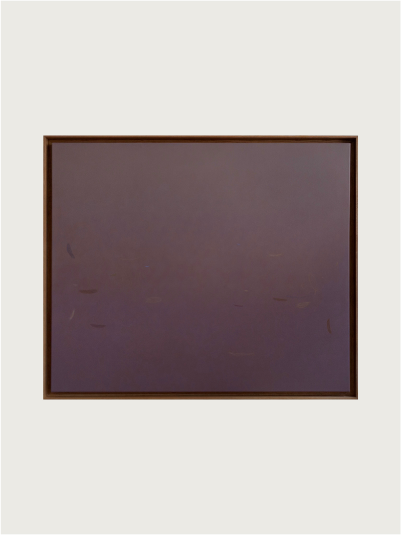 The 'Lilac' Painting, 2025 by Rebecca von Matérn displays a plain brown surface with subtle gradients and faint markings, all beautifully set in an elegant shadow frame.