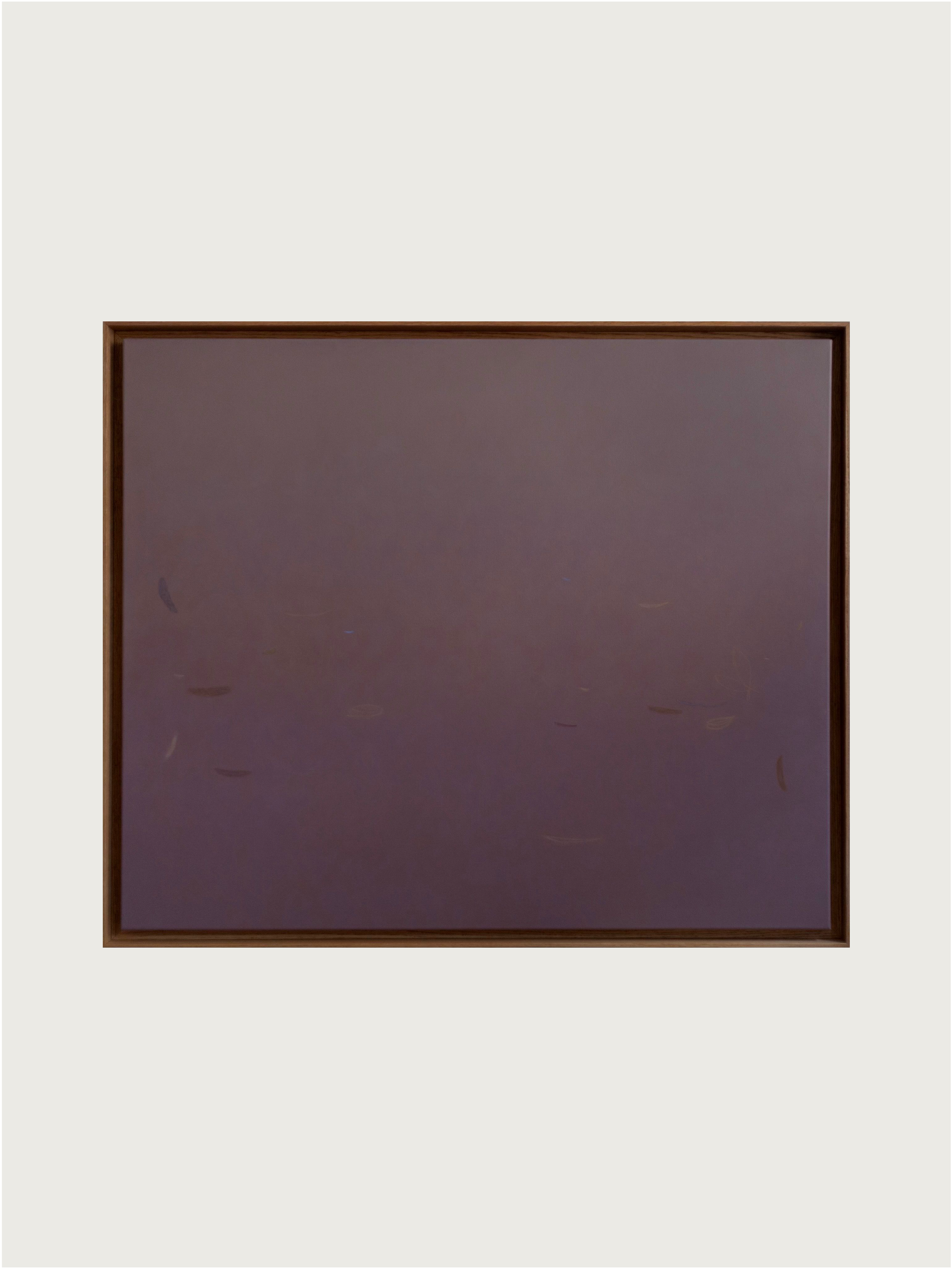 The 'Lilac' Painting, 2025 by Rebecca von Matérn displays a plain brown surface with subtle gradients and faint markings, all beautifully set in an elegant shadow frame.