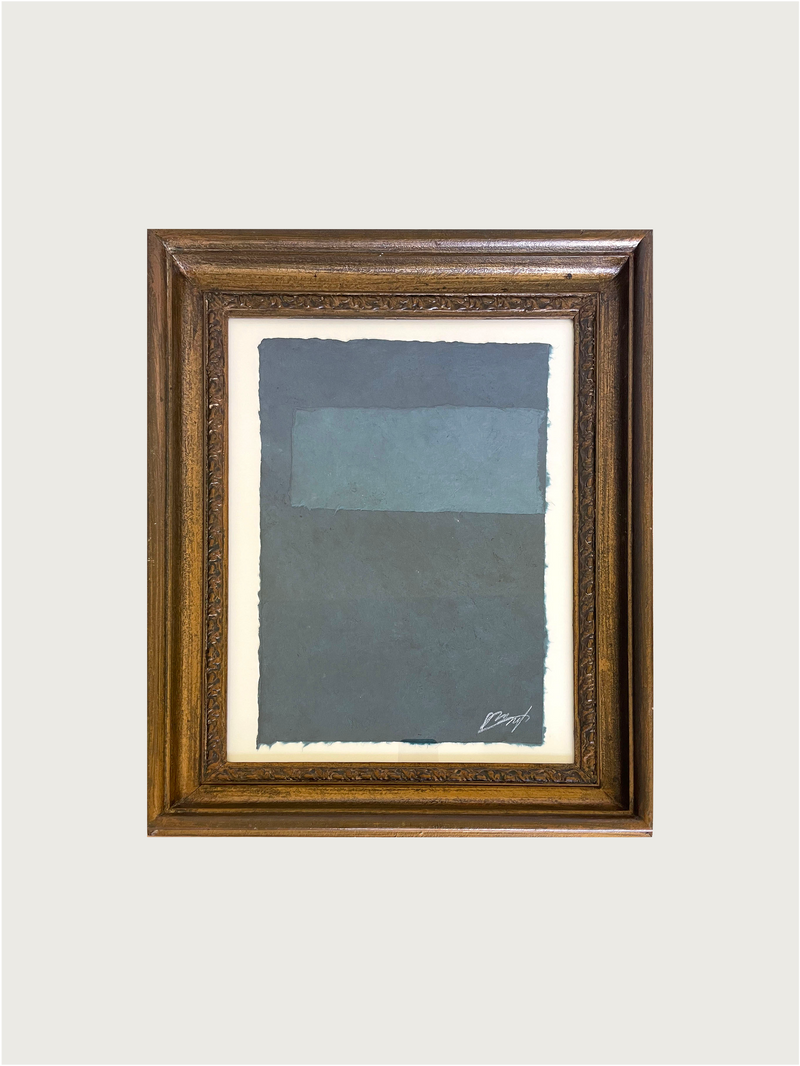 Desde mi ventana' Mixed Media by Paula Piquet | The Oblist — dark blue tones, framed artwork