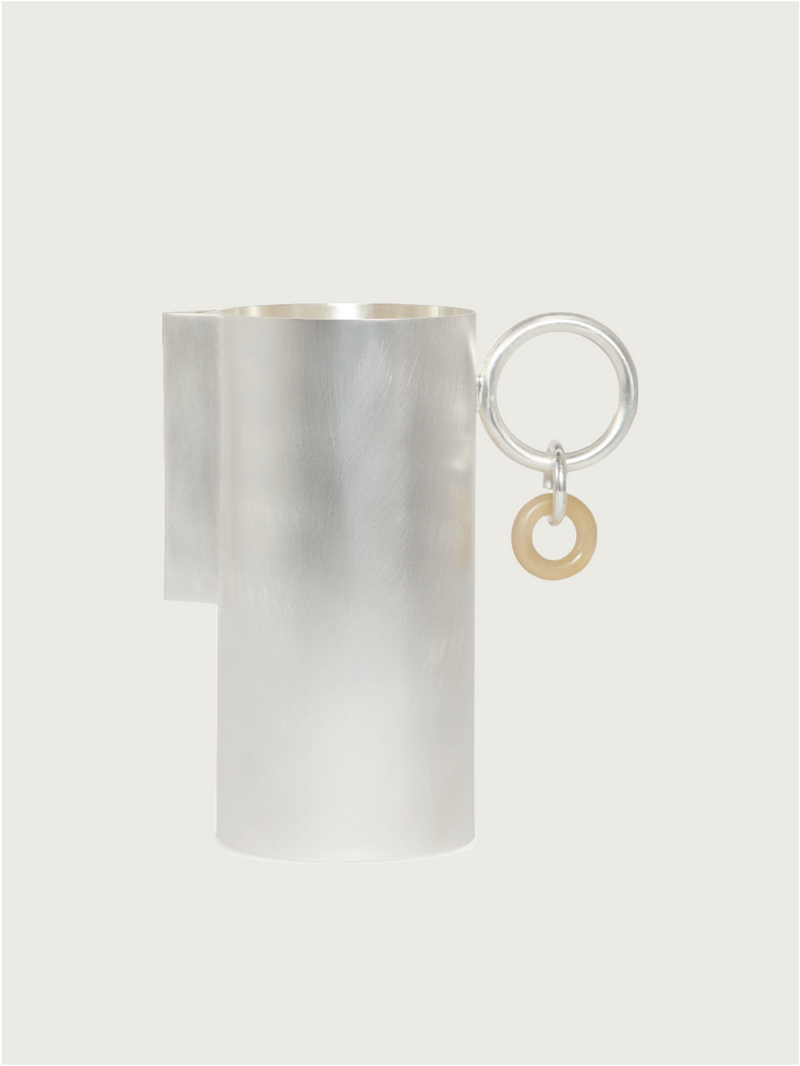 Silver-plated brass carafe with elegant cylindrical design