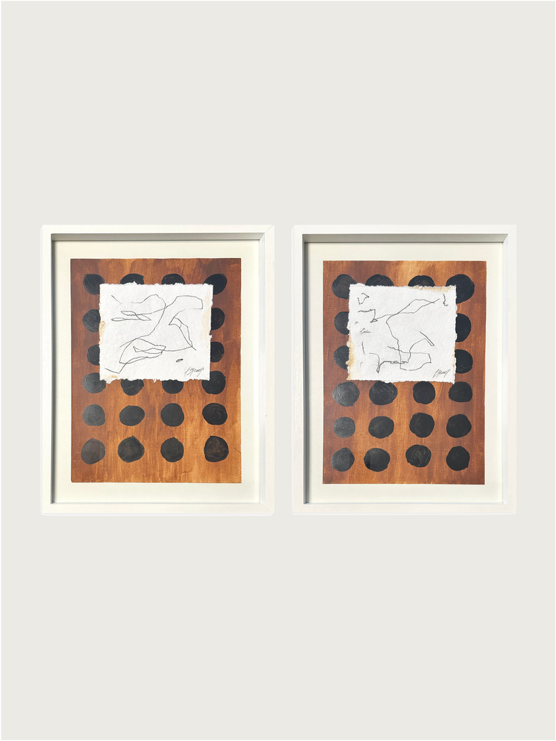 Set 'Chocolate' Painting by Paula Piquet | The Oblist — wooden frame, black and white design
