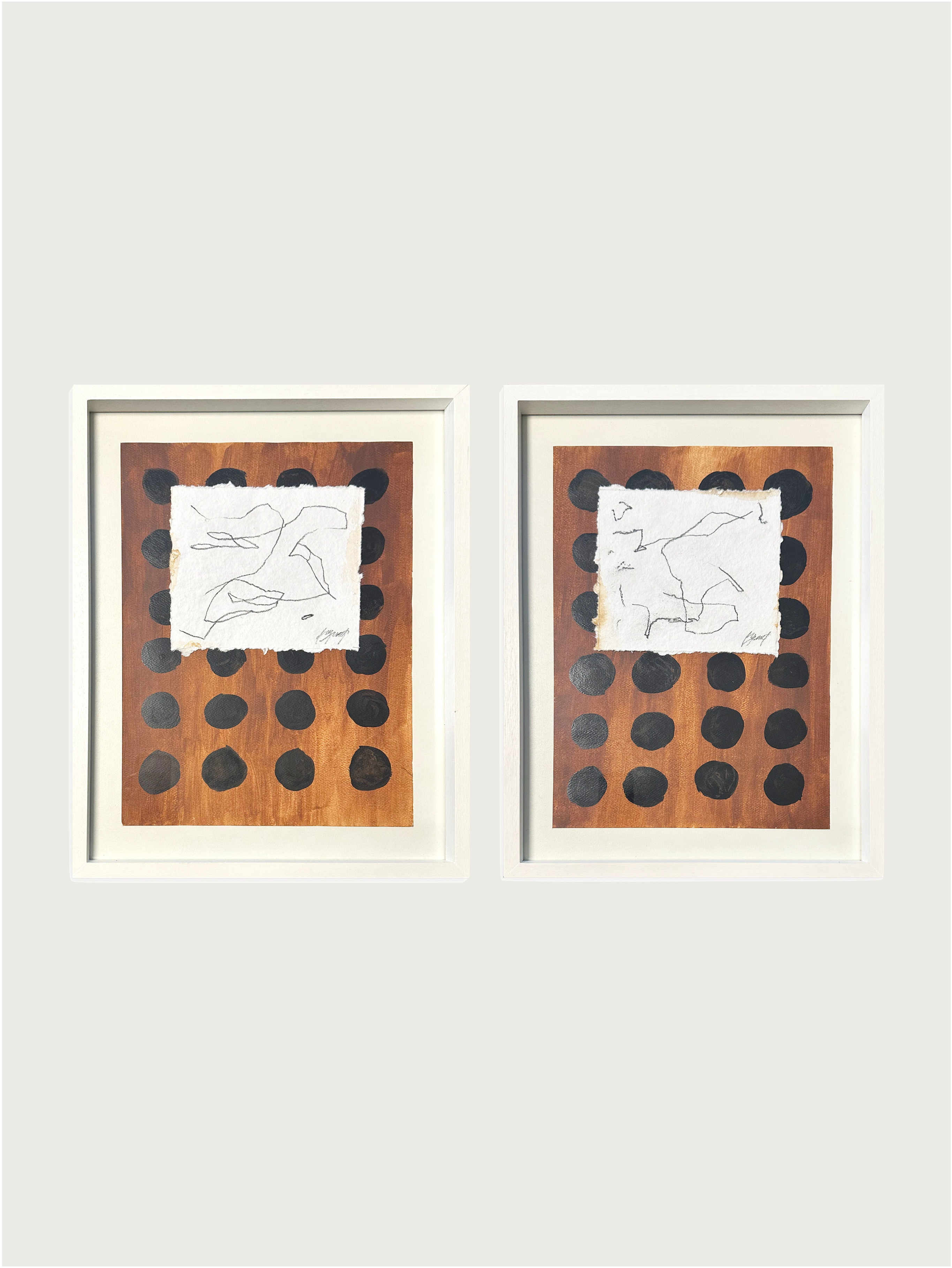 Set 'Chocolate' Painting by Paula Piquet | The Oblist — wooden frame, black and white design