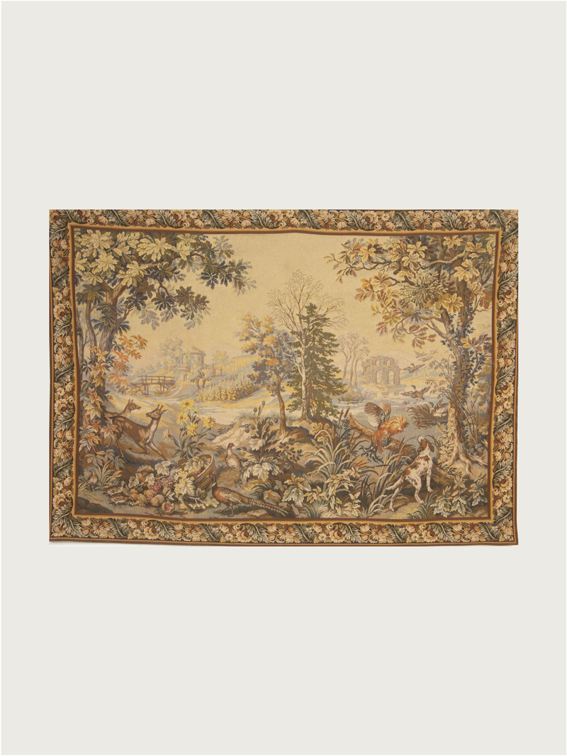 Large Vintage French Tapestry, Paris C 1960 by Maud Vaughan | The Oblist — woven fabric, earthy tones