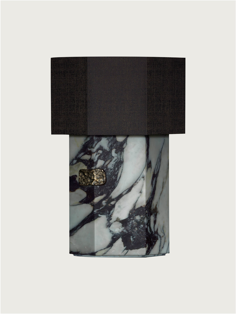 Ottavia Calacatta Viola by Arch Plus Ultra | The Oblist — marble base, black shade