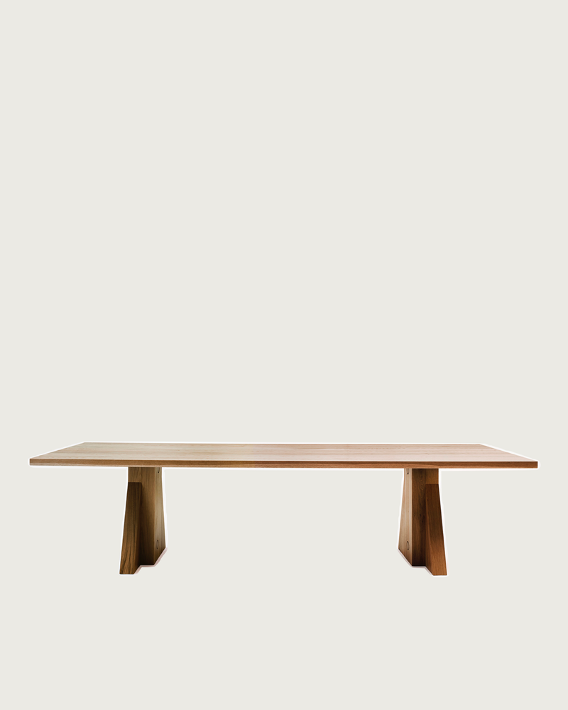 Elmyr Dining Table — front view highlighting natural wood finish