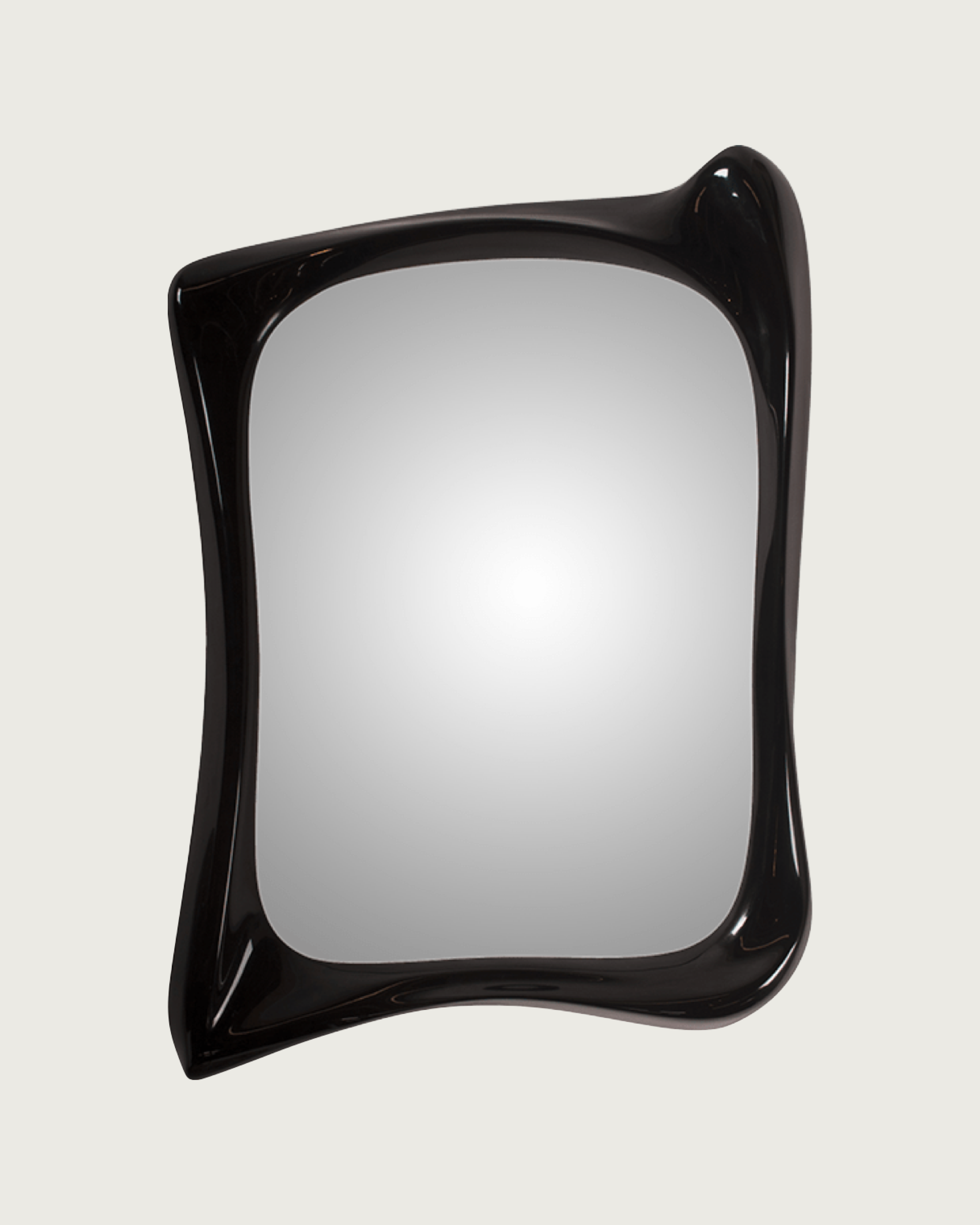 Contemporary Mirror in Wood - Narcissus Collection — black mirror in minimalist setting