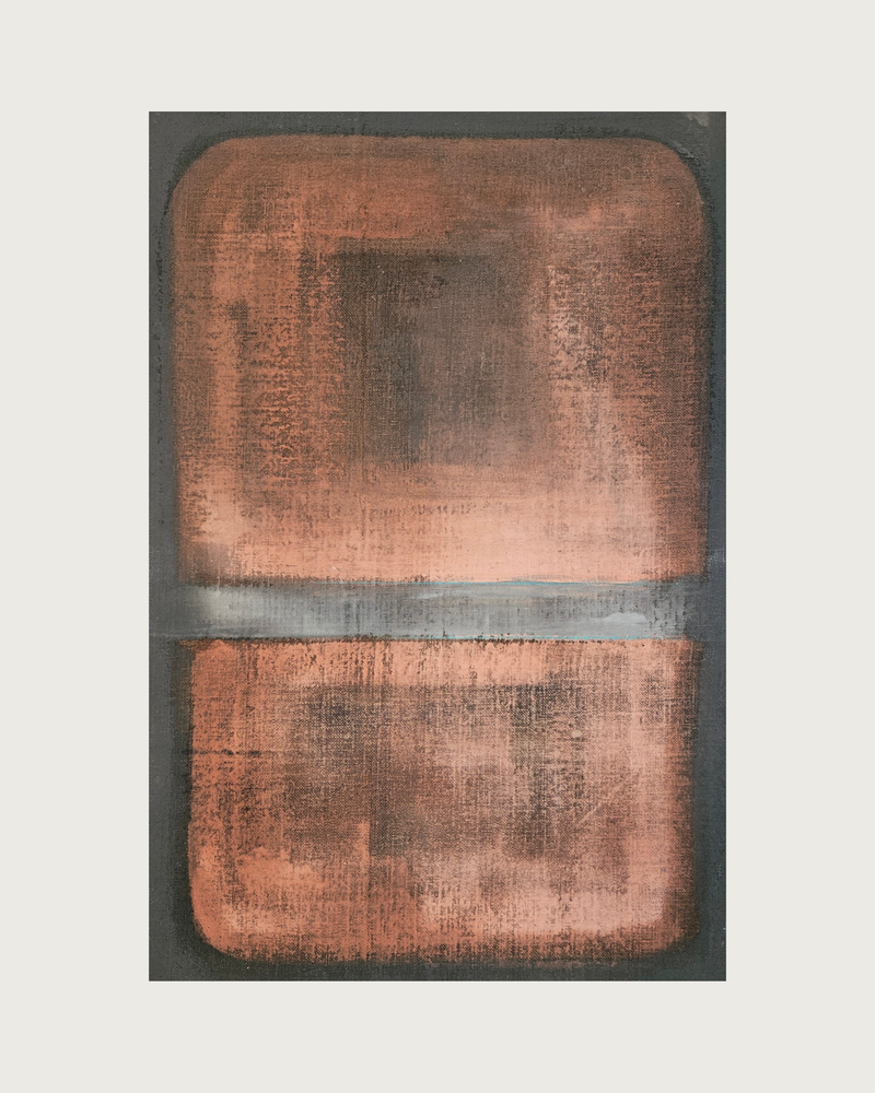 Peinture sur toile, peinture à la chaux et huile, "entre deux champs" (60x40cm)