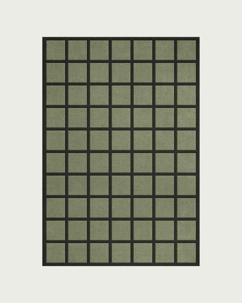 'Avenue' Handmade Wool rug, Checked Olive