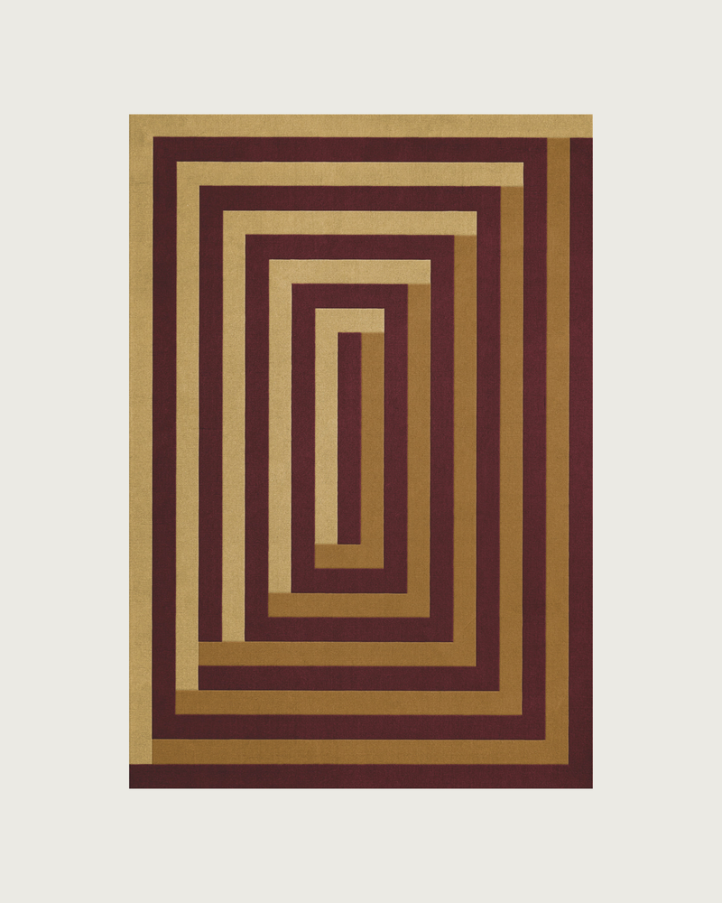 'Labyrinth' Handwoven Wool Rug by Teklan, Mulberry Sand