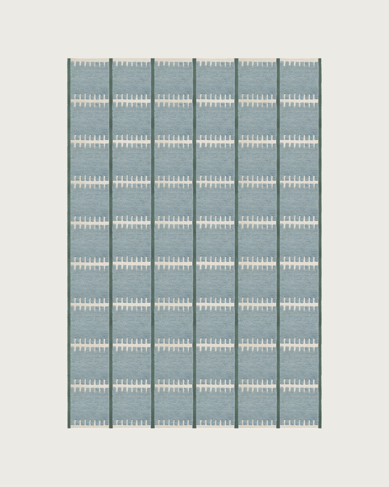 Tapis tissé à la main 'Lilly' en laine de Nouvelle-Zélande, bleu
