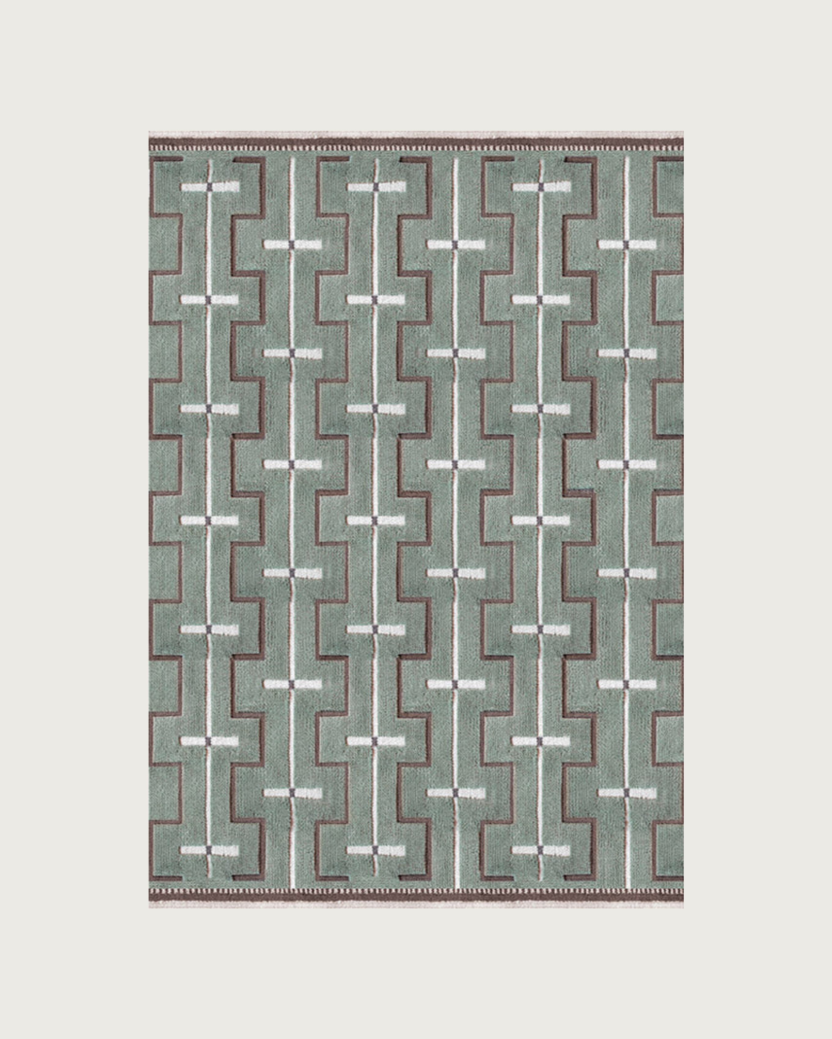 'Johanna' Handwoven Rug in New Zealand Wool, Sage
