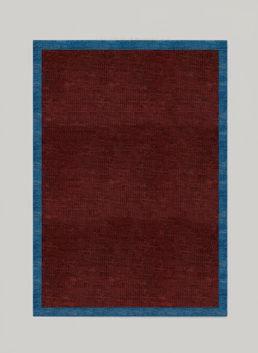 Contrast Border Kilim - Handwoven Rug — back view showing red and blue border