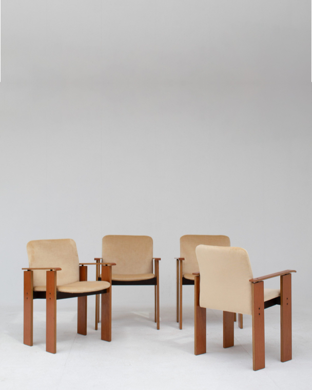 Vintage Dining Table Set with Armchairs