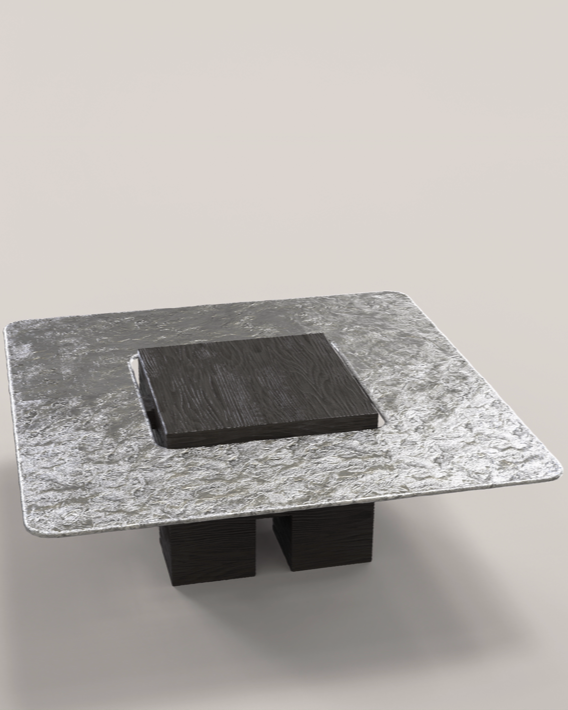 TEMPIO V2 Low Table in Veneered Wood and Cast Aluminium
