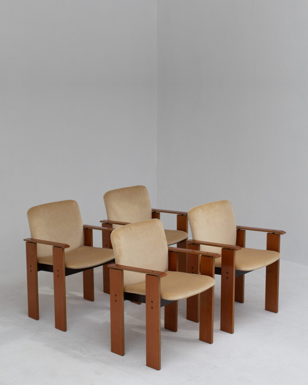 Vintage Dining Table Set with Armchairs