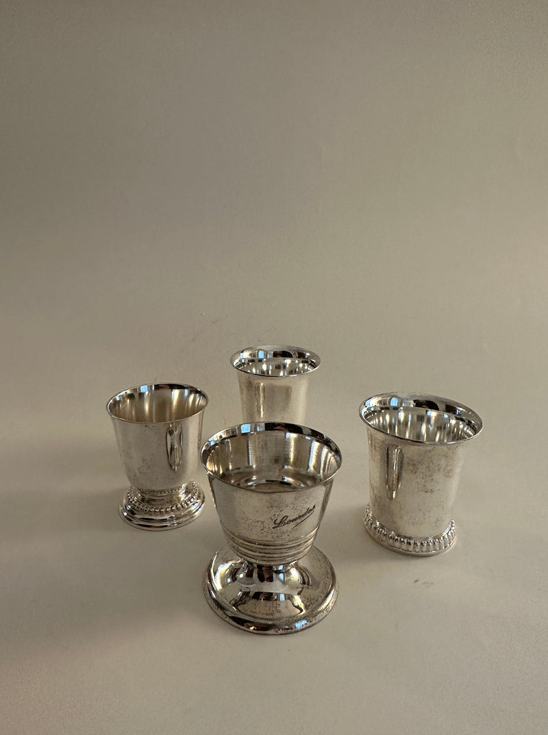 Luxurious set of four egg cups made of silver plating