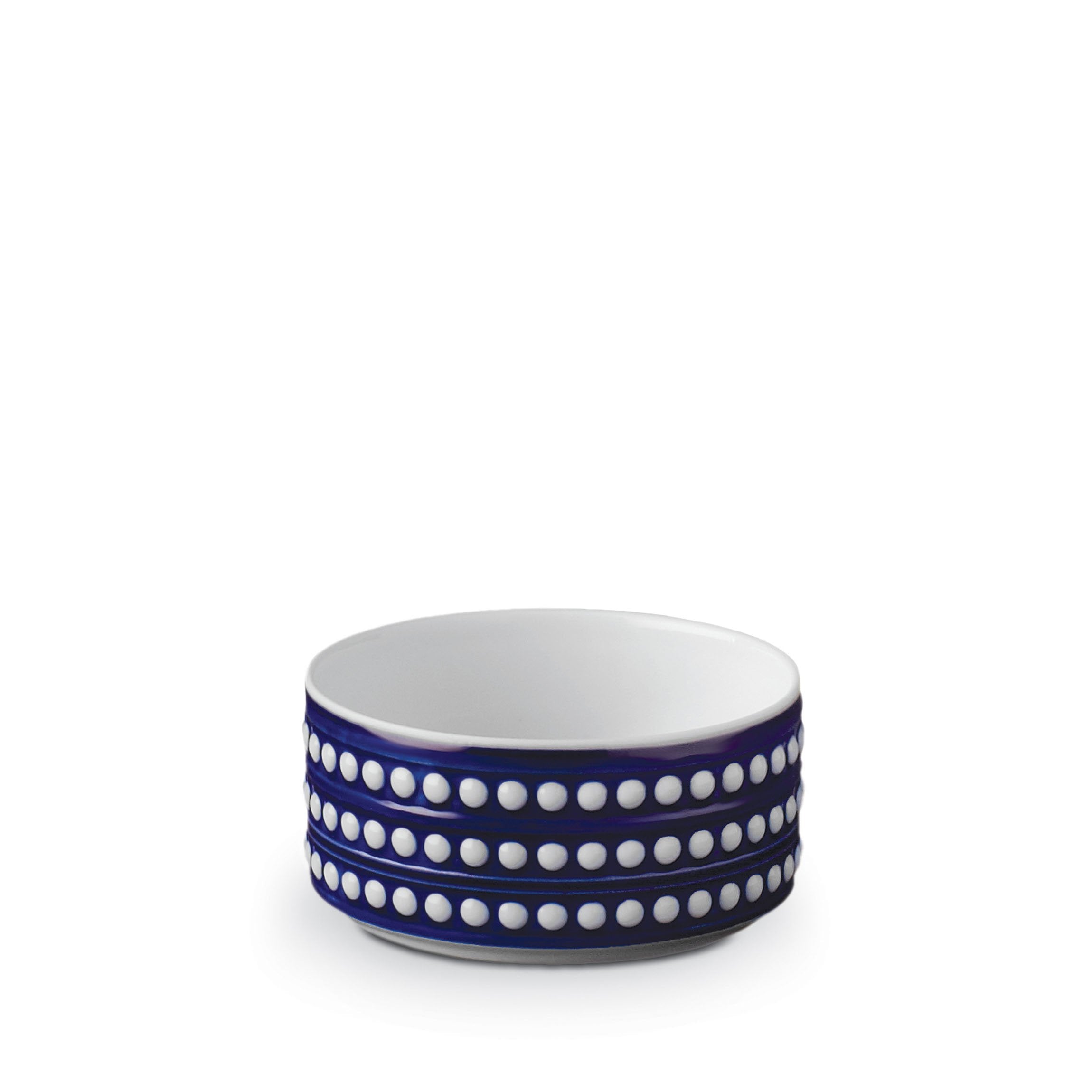 Perlée Deep Bowl — back view showing blue and white ceramic design