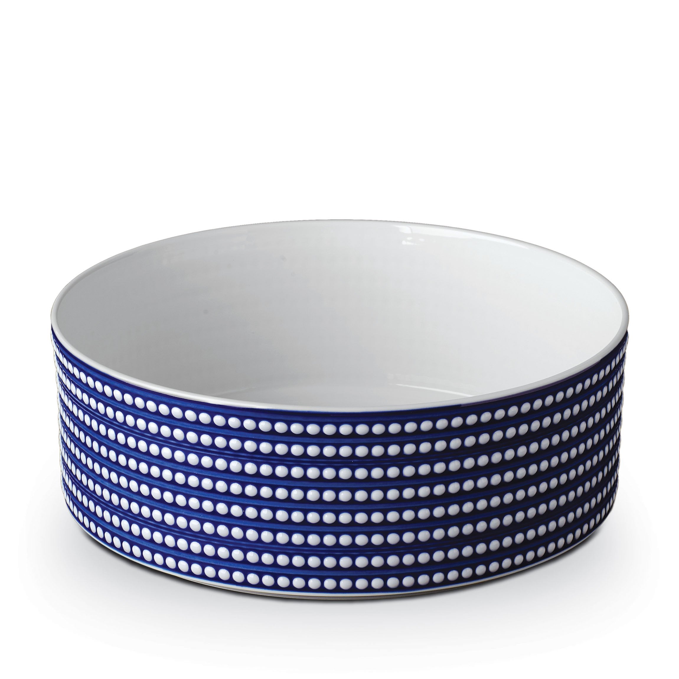 Perlée Deep Bowl — side view showing blue and white dotted design