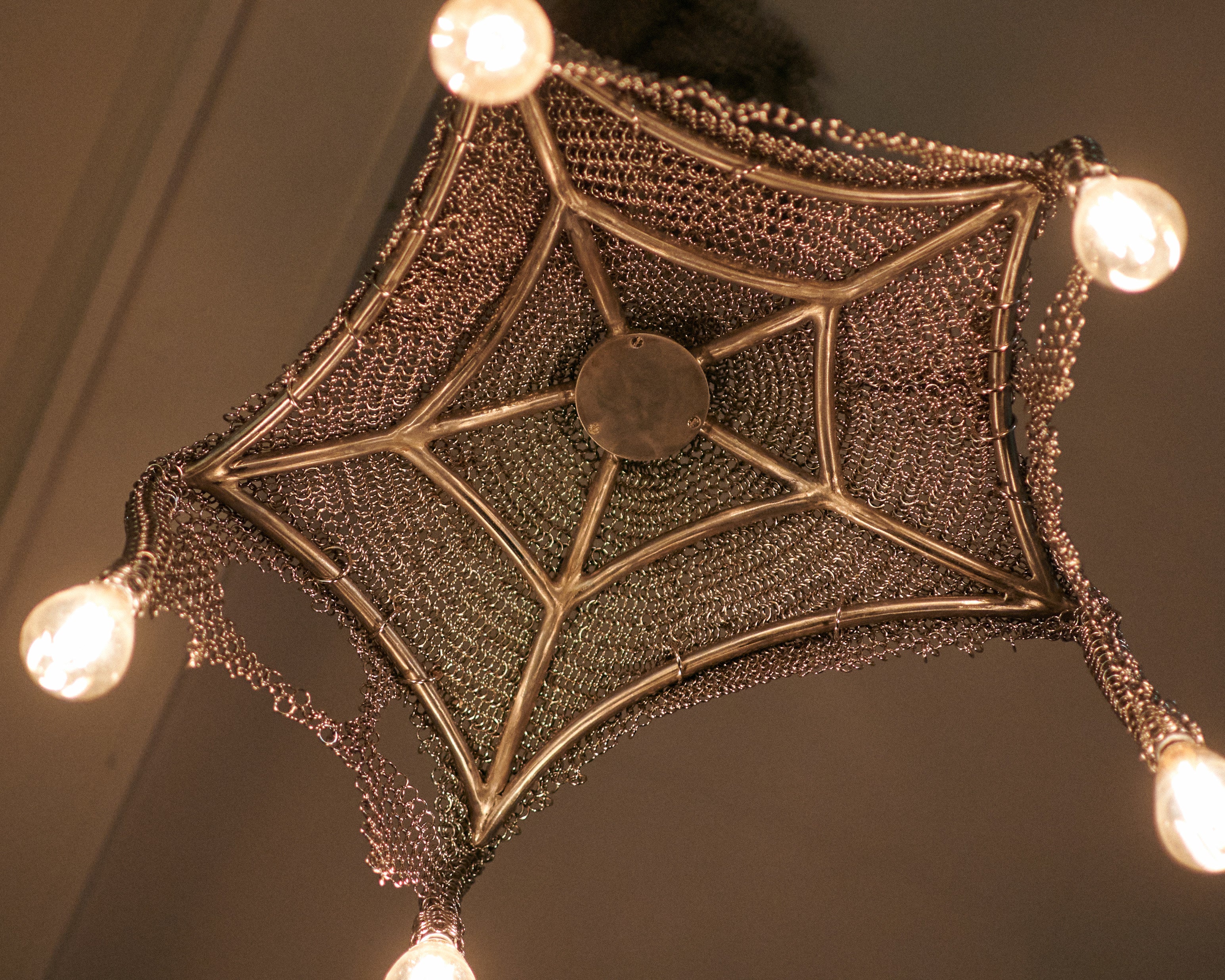 Chainmail Cobweb Chandelier - Pendant Light in Metal and Steel