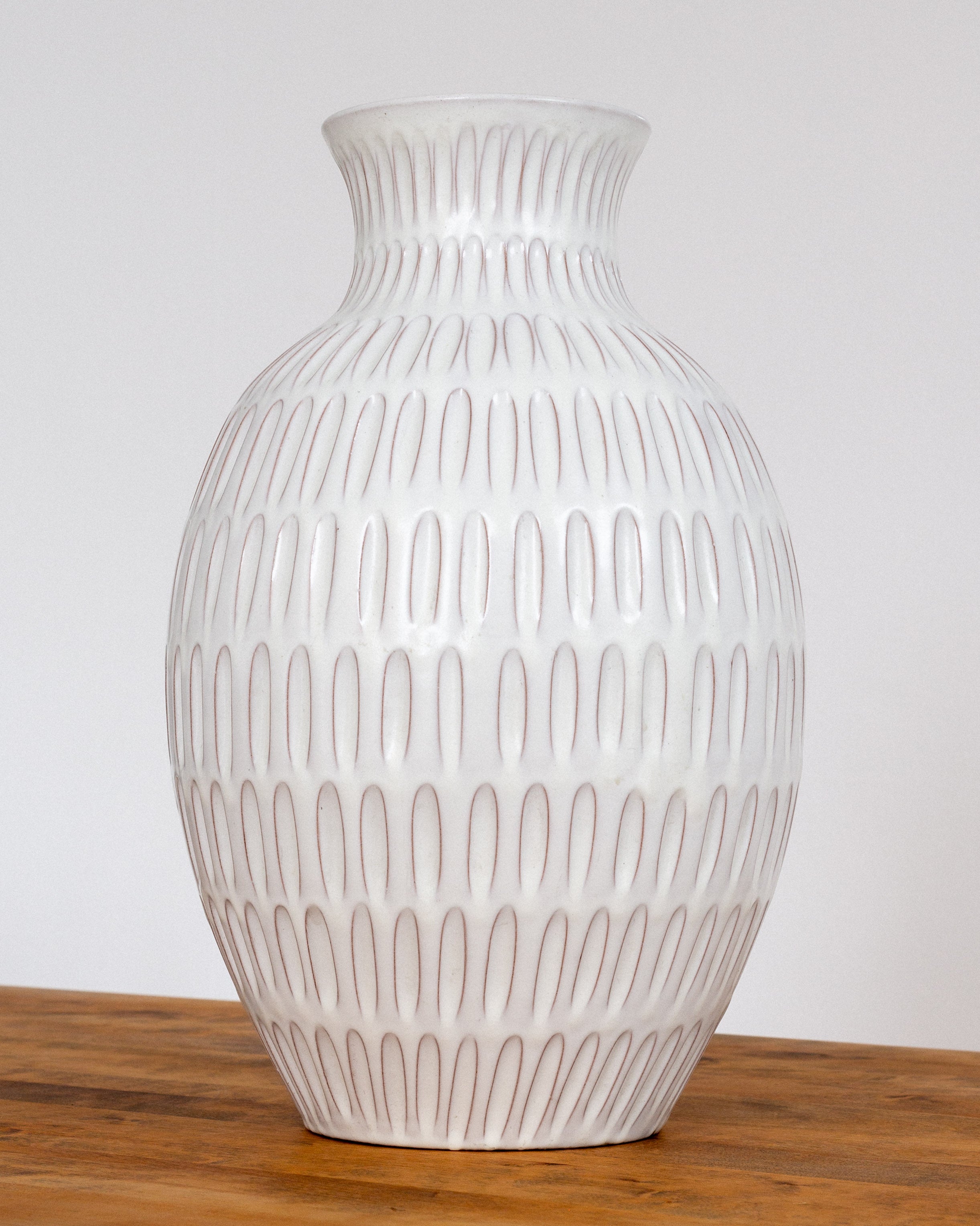 Anna-Lisa Thomson Floor Vase for Upsala-Ekeby, 1940s — side angle showing textured white ceramic surface