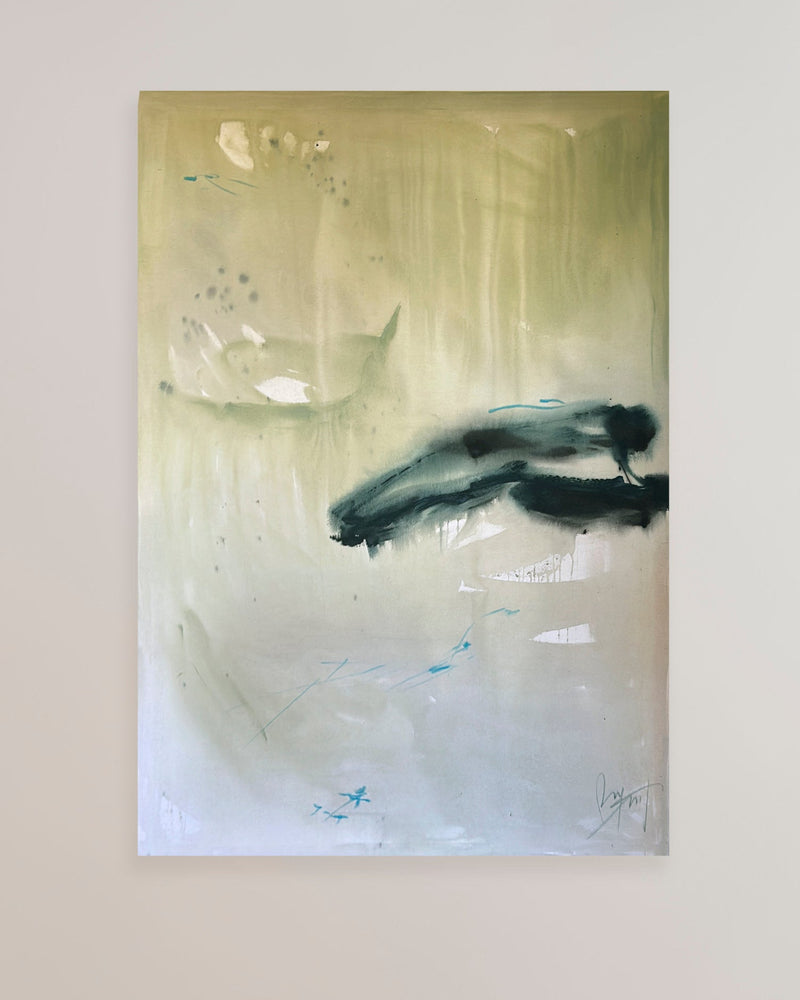 Sobrevuelo' Painting by Paula Piquet | The Oblist — contemporary abstract art, muted greens