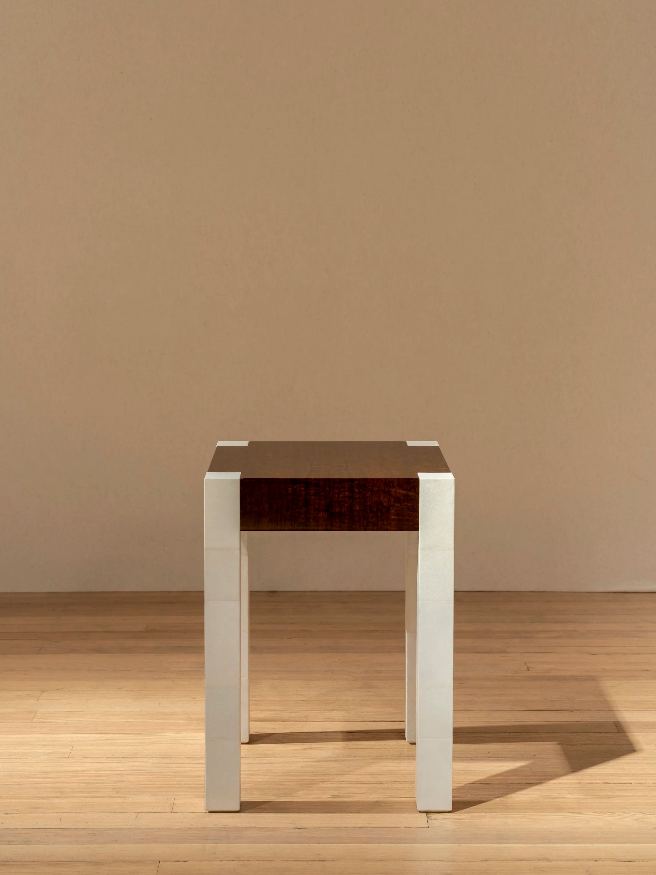 'Additions' Side Table - Handcrafted in Wood Veneer & Parchment — side angle