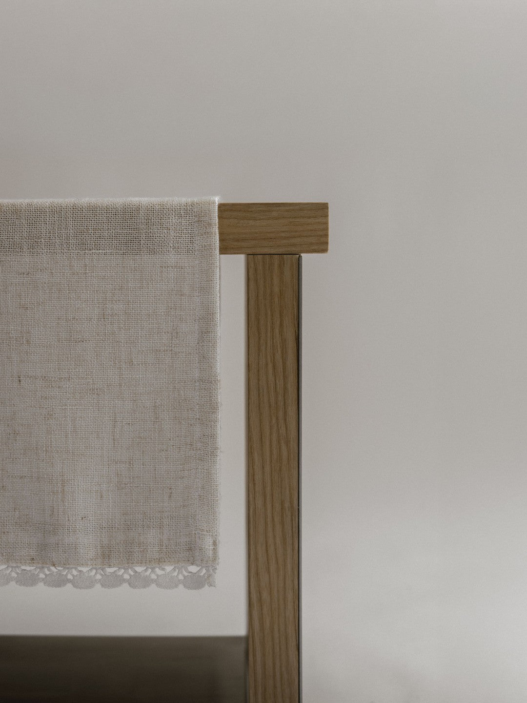 B2 STOOL Side Table in Oak and Stainless Steel — close-up