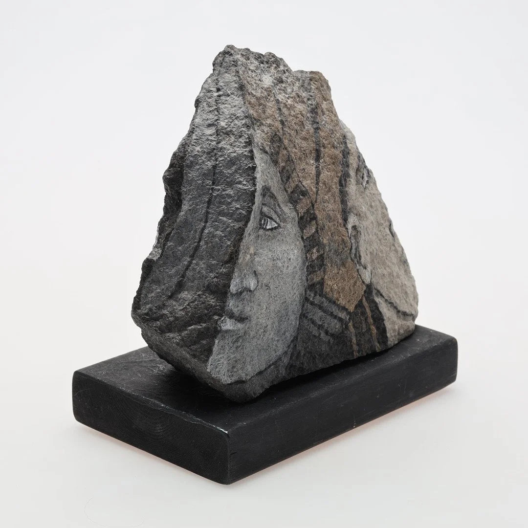 Double sided tempera illustration on stone, by Rita Lillemor Hedelin (B.1946) — lifestyle setting