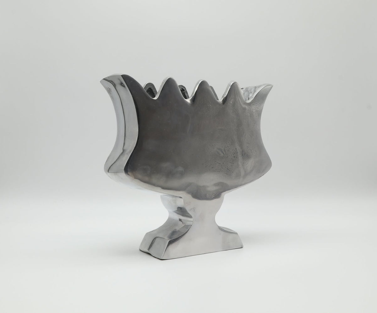 Modernist Cast Aluminum Tulipiere Vase by BOB Design — Netherlands, c. 2000s — detail view