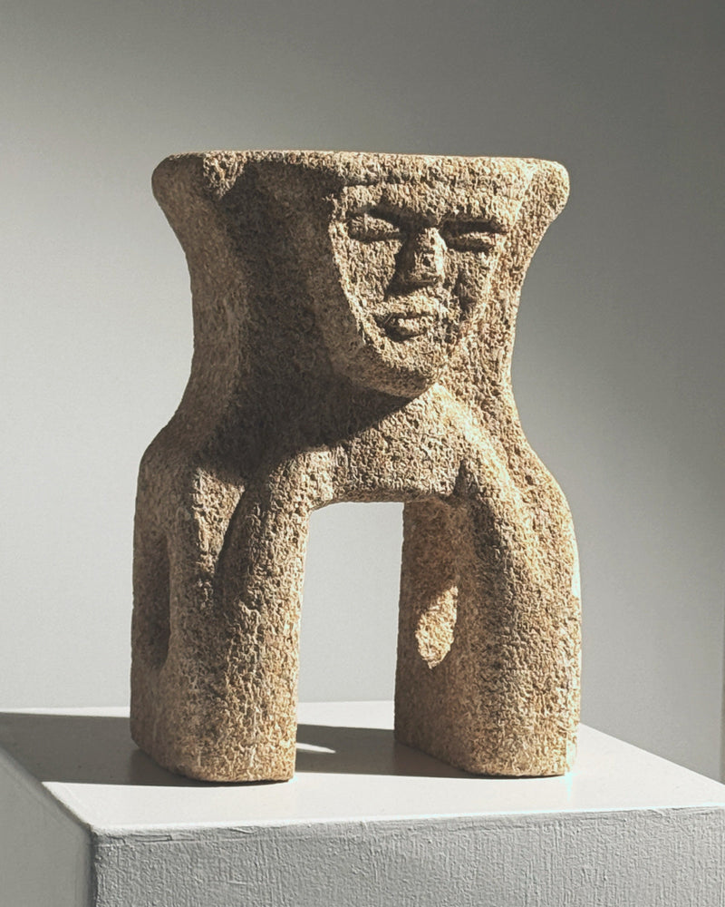 Anthropomorphic stone totem sculpture by Albert Tormos 1970
