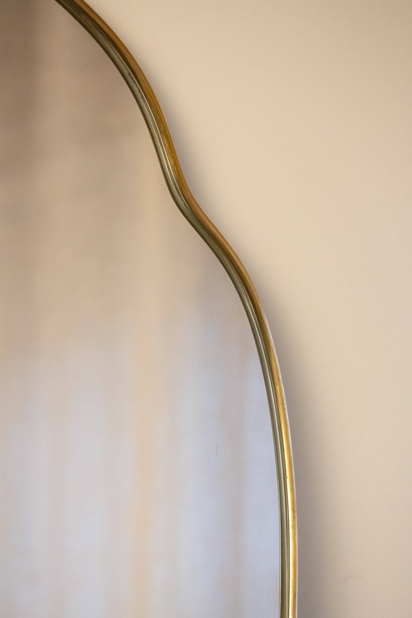 Large Mid-Century Italian Brass Shield Mirror