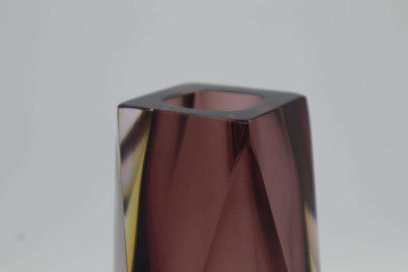 Murano Sommerso Vase by Flavio Poli for seguso, 1960s — close-up of red and amber glass detail